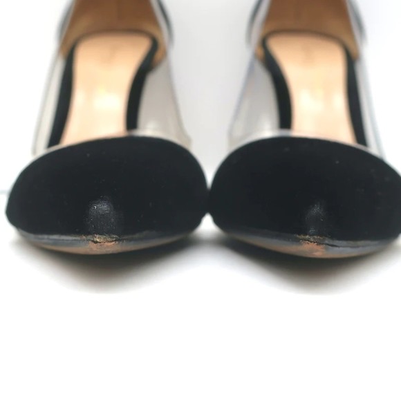 Gianvito Rossi Plexi Velvet and PVC Pumps Black Size 37.5 Pointed Toe Heels - Picture 5 of 11